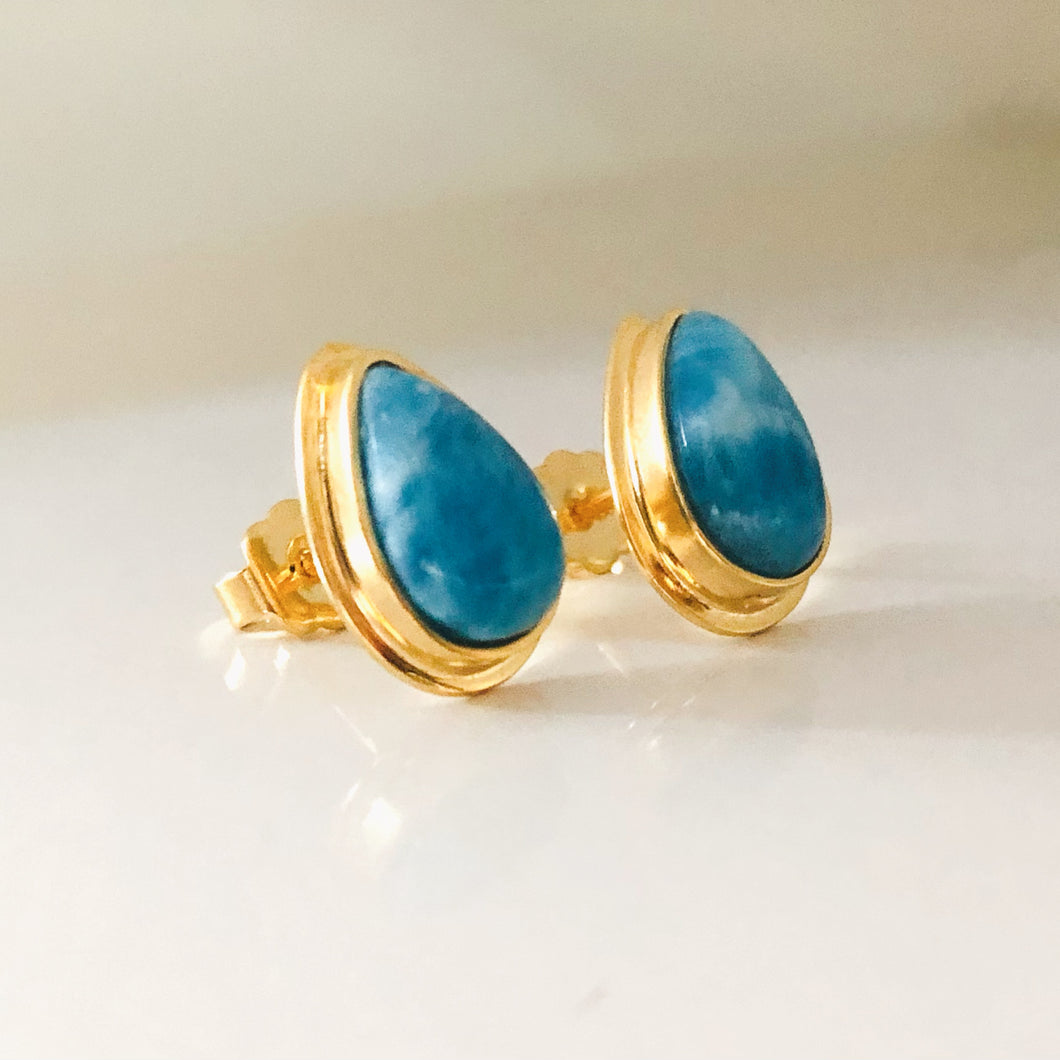 Larimar AAA 14k Gold Vermeil Earrings 