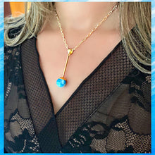 Load image into Gallery viewer, Larimar AAA 14k Gold Vermeil Necklace &quot;Sucettes Bleue&quot; Larimar AAA 14k Gold Vermeil Necklace &quot;Sucettes Bleue&quot; freeshipping - WP Diseño Exclusivo de Joyas
