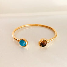 Load image into Gallery viewer, Dominican Amber &amp; Larimar AAA 14k Gold Vermeil Bracelet &quot;Magnétisme&quot; Dominican Amber &amp; Larimar AAA 14k Gold Vermeil Bracelet &quot;Magnétisme&quot; freeshipping - WP Diseño Exclusivo de Joyas
