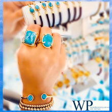 Load image into Gallery viewer, Dominican Amber &amp; Larimar AAA 14k Gold Vermeil Bracelet &quot;Magnétisme&quot; Dominican Amber &amp; Larimar AAA 14k Gold Vermeil Bracelet &quot;Magnétisme&quot; freeshipping - WP Diseño Exclusivo de Joyas
