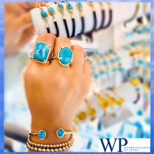 Load image into Gallery viewer, Larimar AAA 14k Gold Vermeil Bracelet &quot;Magnétisme&quot; Larimar AAA 14k Gold Vermeil Bracelet &quot;Magnétisme&quot; freeshipping - WP Diseño Exclusivo de Joyas
