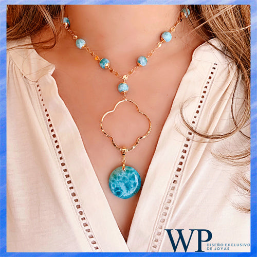 Larimar AAA 14k Gold Vermeil Necklace 